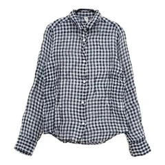 R&D.M.Co- リネン ギンガムチェック 長袖シャツ ブルー ホワイト レディース オールドマンズテーラー【中古】5-0322M∞のサムネイル