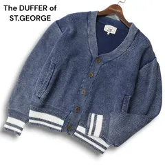 22AW★ The DUFFER of ST.GEORGE ダファー ウォッシュ加工★ インディゴ コットン ニット カーディガン Sz.M　メンズのサムネイル
