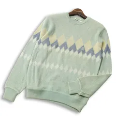 Munsingwear マンシングウェア ゴルフ 通年 ダイヤ柄★ コットン ニット セーター クルーネック ニット Sz.C80～90 メンズのサムネイル