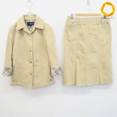 バーバリーロンドン BURBERRY LONDON デニム セットアップ スカートスーツ ノバチェック 大きいサイズ 七分袖 レディース [x990395]