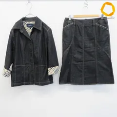 バーバリーロンドン BURBERRY LONDON セットアップ スカートスーツ デニム ノバチェック 七分袖  大きいサイズ レディース [a990396]