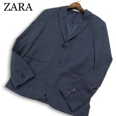 極美品】ザラZARA・ジャケット・ストレッチ・くすみブルー・ストライプ 