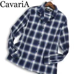 CavariA キャバリア 通年★ 長袖 オンブレー チェック シャツ Sz.44　メンズ ネイビーのサムネイル