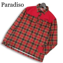 Paradiso パラディーゾ ゴルフ 通年 チェック切替★ 長袖 ボタンダウン ポロシャツ Sz.M　メンズのサムネイル