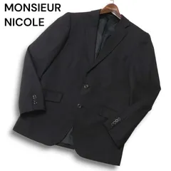 MONSIEUR NICOLE ムッシュ ニコル 通年 総裏 ウール★ ストライプ テーラード ジャケット Sz.46 メンズ 黒