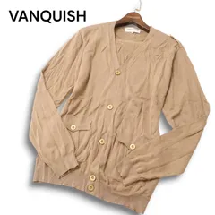 【美品】VANQUISH ヴァンキッシュ 通年 コットン モダール ミリタリー ニット カーディガン Vネック Sz.L メンズのサムネイル