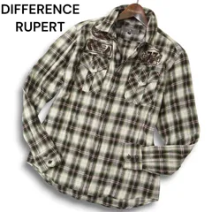 DIFFERENCE RUPERT ルパート 通年 ラメ★ ロゴ刺繍 長袖 チェック ワーク シャツ Sz.2 メンズ 日本製のサムネイル