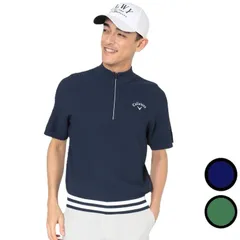26春夏 キャロウェイ Callaway メンズ カノコ編みハーフジップ半袖ニット C26134103 モックネック プレッピーのサムネイル