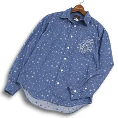 NESTA BRAND ネスタ 通年 ロゴ刺繍★ 長袖 スター 総柄 長袖 シャンブレー デニム シャツ Sz.S メンズのサムネイル