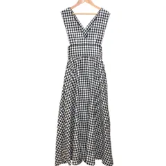 美品 22AW LILY BROWN リリーブラウン ギンガムチェック Ｖネックワンピース ジャンパースカート サイズ1 ブラック ホワイト レディース 古着 中古 USED