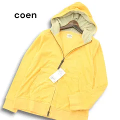 【未使用】 coen コーエン 通年 ロゴ刺繍★ ライトパイル ダブルジップ パーカー Sz.S メンズ 黄色のサムネイル