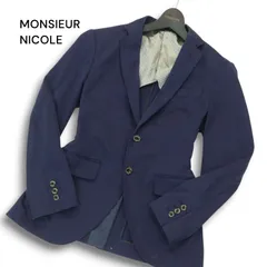 MONSIEUR NICOLE ムッシュ ニコル 通年 背抜き★ スリム テーラード ジャケット ブレザー Sz.44 メンズ 紺 ネイビーのサムネイル