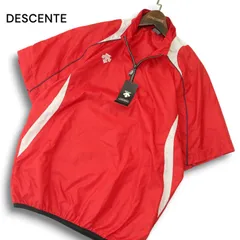 【新品 未使用】 DESCENTE デサント 春夏 ロゴ刺繍★ 半袖 切替 ハーフジップ ウィンドブレーカー Sz.M メンズ トレーニングのサムネイル