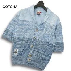 GOTCHA ガッチャ 通年 ロゴ刺繍★ ショールカラー 5分袖 グラデーション ニット カーディガン Sz.S メンズ サーフのサムネイル
