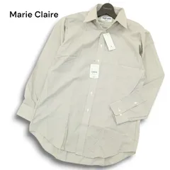 【新品 未使用】 Marie Claire マリクレール 通年 形態安定★ 長袖 ストライプ シャツ Sz.38-82 メンズ 日本製のサムネイル