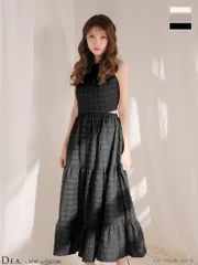 ブラック[DE4357-IV-2604]【DEA./ディア】ホルター/ チェック/ バックカット/ シフォン/ ワンピース/ ミディアムドレス/ キャバドレス/ AngelR エンジェルアール Veautt ヴュート系