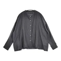 nicholson and nicholson ヘリンボーン フリルブラウス ストライプ 長袖シャツ チャコールグレー レディース ニコルソンアンドニコルソン【中古】6-0225M♪のサムネイル