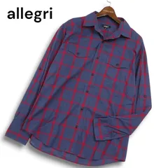 allegri アレグリ 通年 トルコ製生地★ 長袖 ワーク チェック シャツ Sz.50　メンズ ネイビー 大きいサイズのサムネイル