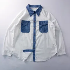 ビンテージ古着 90s 切替 デニム風 レトロ カジュアル フラップポケット シャツ