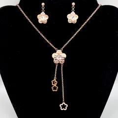 美品✨Folli Folli フォリフォリ ネックレス ピアス ロゴ フラワー ゴールド メタル セット ストーン