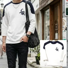 裏原宿ムーブメントを牽引【Let it Ride】レットイットライド フットボールTシャツ ナンバリング 七分袖 コットン 綿100% ストリート系 日本製 ホワイト 白 ブラック メンズ サイズM S相当 /M45578jQのサムネイル