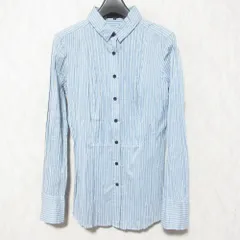 美品 BURBERRY BLACK LABEL バーバリーブラックレーベル ストライププリーツシャツ FE404-307-23 サイズ38 ブルー レディース 古着 中古 USEDのサムネイル