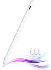 JAMJAKE iPad用ペンシル アップルペンシル代用ペン 2018年～2026年 iPad対応 タッチペン 超高感度 極細 スタイラスペン Type-C急速充電 傾き感知/磁気吸着 (ホワイト)