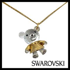 【SWAROVSKI】ベア ネックレス クリスタル ゴールド/金カラー 熊/クマ/くま ペンダント スワロフスキー (MM-743)