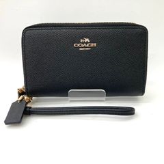COACH 長財布 ブラック ストラップ付き - メルカリ