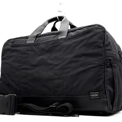 美品 PORTER ポーター ボストンバッグ ブリーフケース オーバーナイター トラベルバッグ キャンバス レザー ブラック 黒色 2WAY ショルダー 大容量 A4  収納可 PC 旅行 帰省 出張 ビジネス 普段使い