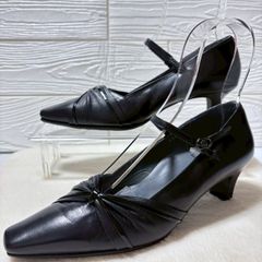 美品 ！アシックス ぺダラ ストラップ パンプス23.5EEE ブラック