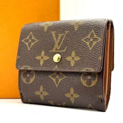【手元に宿る余裕】　LOUIS VUITTON　二つ折り財布 モノグラム ポルトフォイユエリーズ Wホック コンパクトウォレット　茶