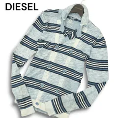 DIESEL ディーゼル 通年 ボーダー★ コットン ニット ダブル ジャケット カーディガン Sz.M メンズ 水色 青色系