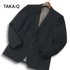未使用★ TAKA:Q タカキュー 通年 総裏★ ストライプ テーラード ジャケット Sz.Ｙ4 メンズ ネイビー
