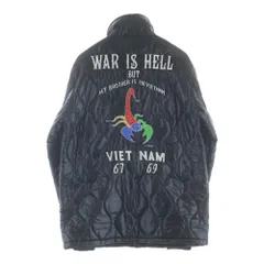 CHALLENGER (チャレンジャー) フロント刺繍 WAR IS HELL 中綿キルティング スーベニア ジップアップジャケット ブラック CLG-JK 012-015