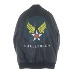 CHALLENGER (チャレンジャー) MA-1 バックプリント レザー ジップアップ ボンバージャケット ブラック CLG-SW 022-002のサムネイル
