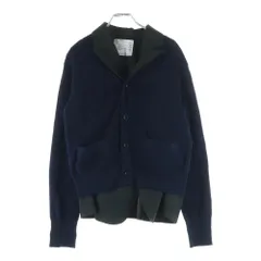 Sacai (サカイ) sacai Suiting x Knit Jacket ウール グレンチェック/ニット切り替えカーディガン2Bテーラードジャケット グリーン/ネイビー #2 25-08041のサムネイル