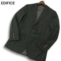 EDIFICE エディフィス 通年 総裏 イタリア製 カノニコ生地★ ストライプ テーラード ジャケット Sz.44　メンズ ダークグレーのサムネイル