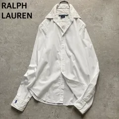 ラルフローレン RALPH LAUREN コットン ストレッチ 長袖シャツ レギュラーカラー 白 ホワイト サイズ8 ML相当 レディース ワンポイント ポニー刺繍 オフィスカジュアル 通勤 キレイめ ベーシック 定番 美品