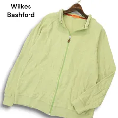 Wilkes Bashford タカキュー 通年★ テンセル＆コットン リブ ストライプ ブルゾン ジャケット Sz.LL メンズ 大きいサイズのサムネイル