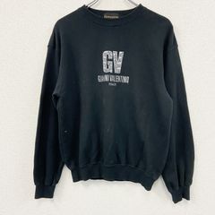 ジャンニ Valentino レザー パッチワーク 刺繍ロゴ スウェット M 