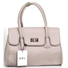 GRL グレイル 2Way ショルダー ハンドバッグ グレージュ PUレザー シボ感 大容量 レディース