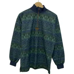 【中古】　L.L.Bean　フリース　プルオーバー　ハイネック　ハーフジップ　総柄　イタリア製　アウトドア　古着　/1152