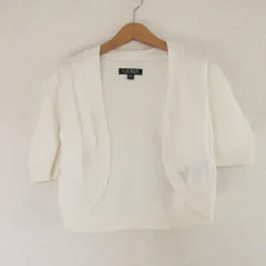 良品 Lauren Ralph Lauren ローレンラルフローレン 前開きカーディガン ボレロ XXS ホワイト レディース 古着 中古 USED