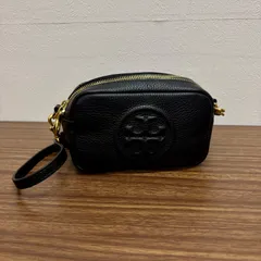(b) トリーバーチ Tory Burch ミニショルダーバッグ カメラバッグ ペリー ボンベ レディース バッグ レザー ロゴ  ブラック /9959