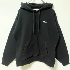 FILA　フィラ　スウェットパーカー/フーディー　刺繍ロゴ　ワンポイント　黒　ブラック　Ｍサイズ　古着