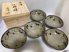 未使用品 衆月窯 奥村松子造 織部吸出揃 ※共箱同梱なし 吸出 湯飲み