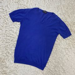 JOHN SMEDLEY Vネック 半袖ニット ネイビー - メルカリ