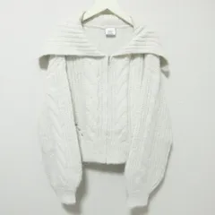 美品 24AW NATURAL BEAUTY BASIC ナチュラルビューティーベーシック THINK BASIC ジップカーディガン ニット FR オフホワイト レディース 古着 中古 USED