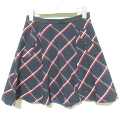 美品 BLUE LABEL CRESTBRIDGE ブルーレーベルクレストブリッジ チェック フレアスカート サイズ38 ネイビー レディース 古着 中古 USED